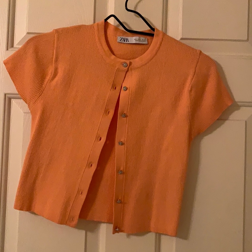 Beautiful orange button up  sweater/shirt